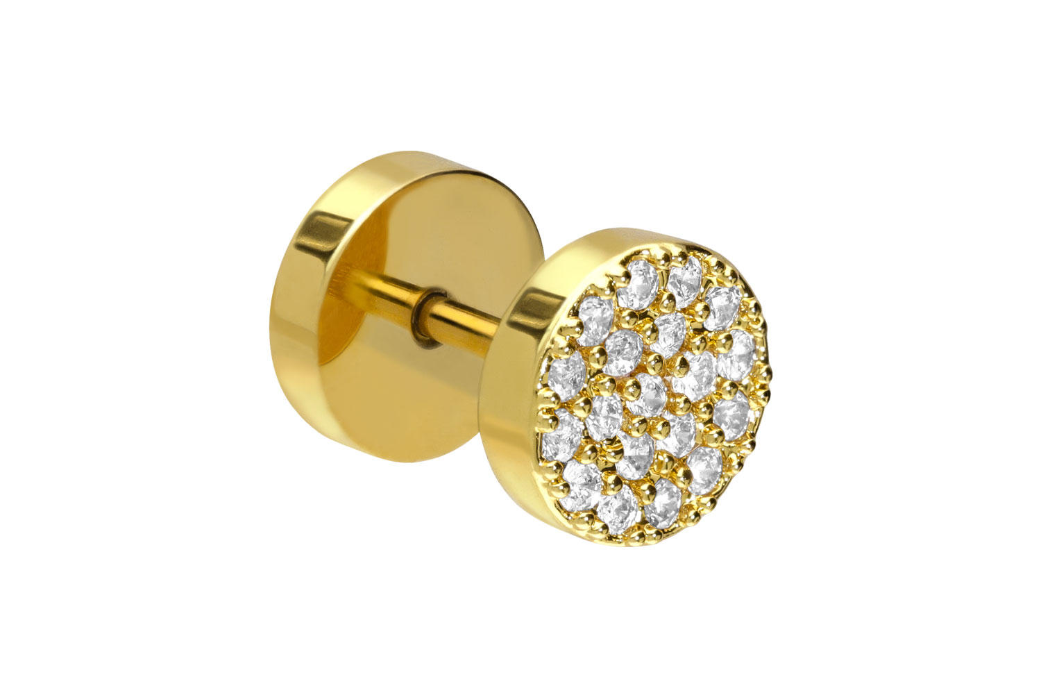 Chirurgenstahl Fake Plug mit Brass-Design KRISTALLE ++SALE++ von Piercingline